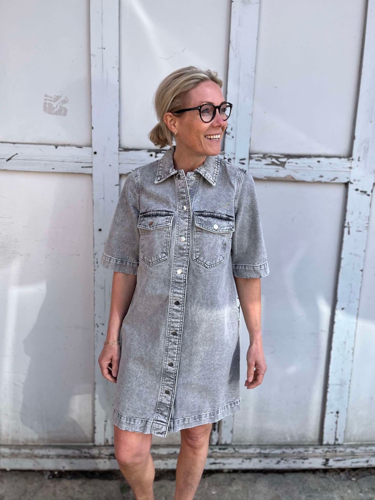 VMFENJA Short Dress - Light Grey Denim