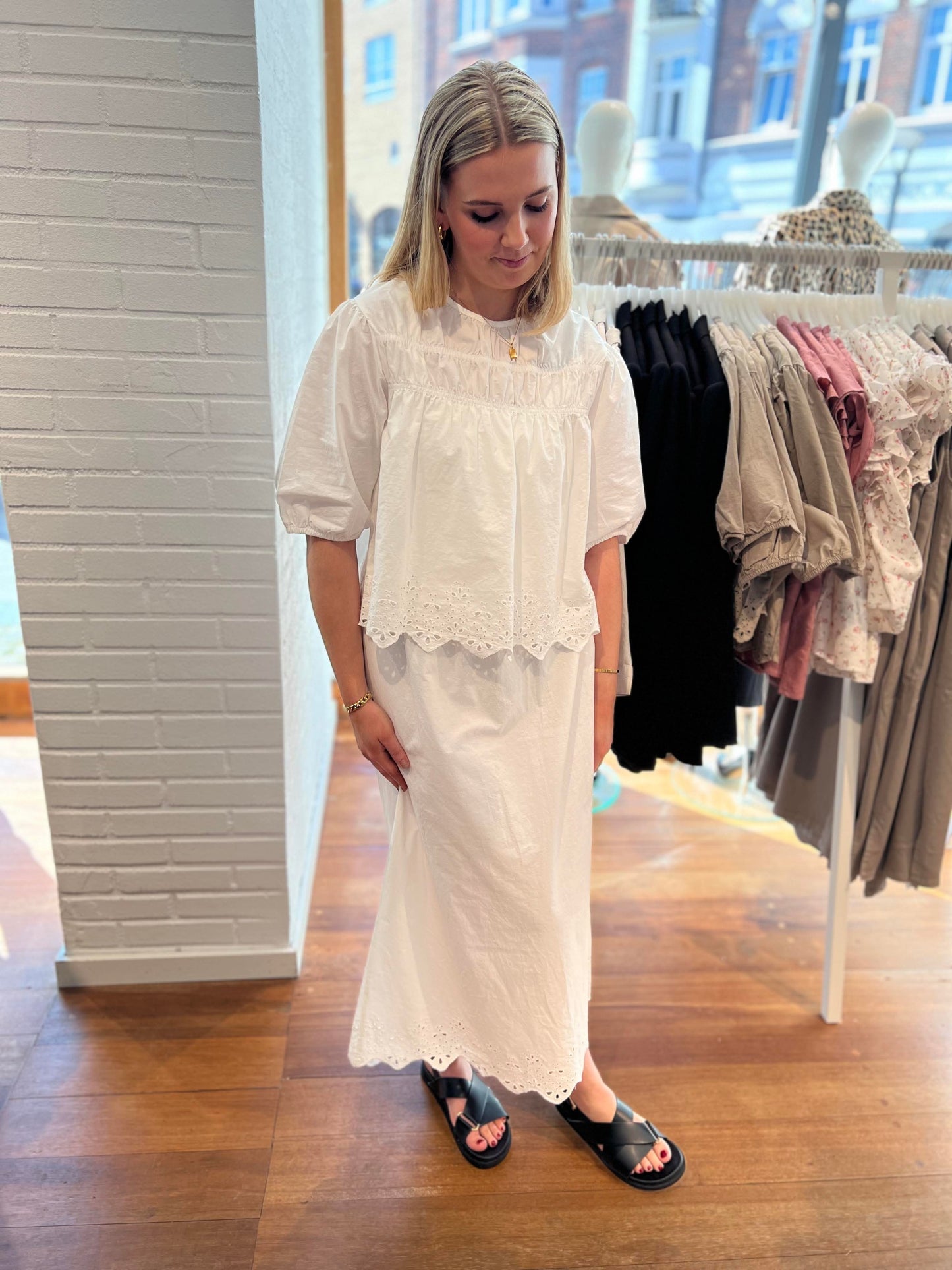 PCSALMINA Long Skirt - Cloud Dancer