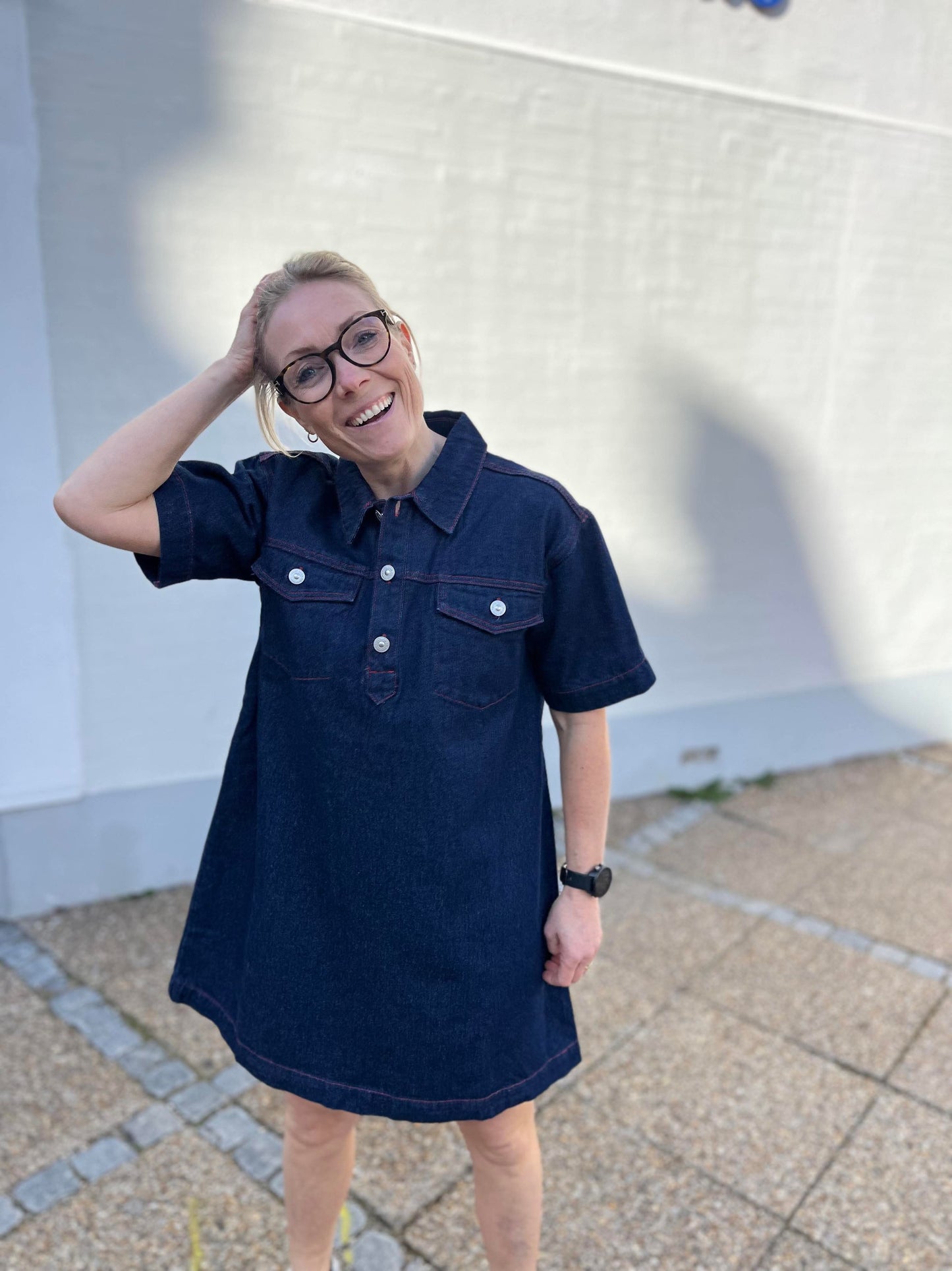 PCDEMI Short Dress - Blue Indigo