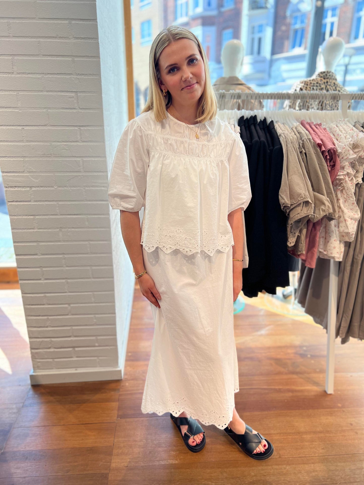 PCSALMINA Long Skirt - Cloud Dancer