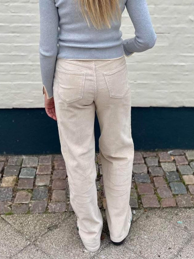 VMTESSA wide jeans - Oatmeal