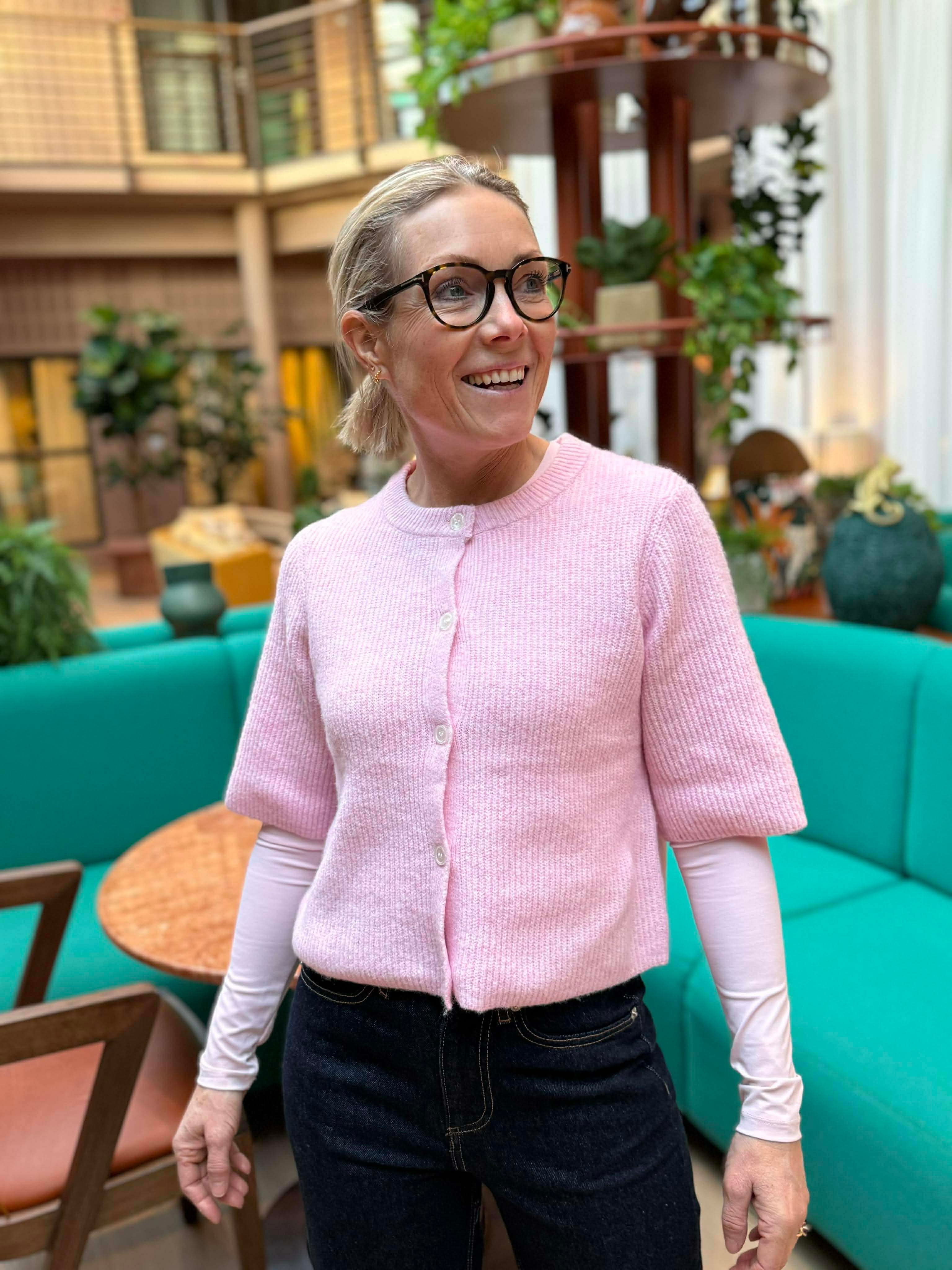 PCSILLY Knit Cardigan - Roseate Spoonbill