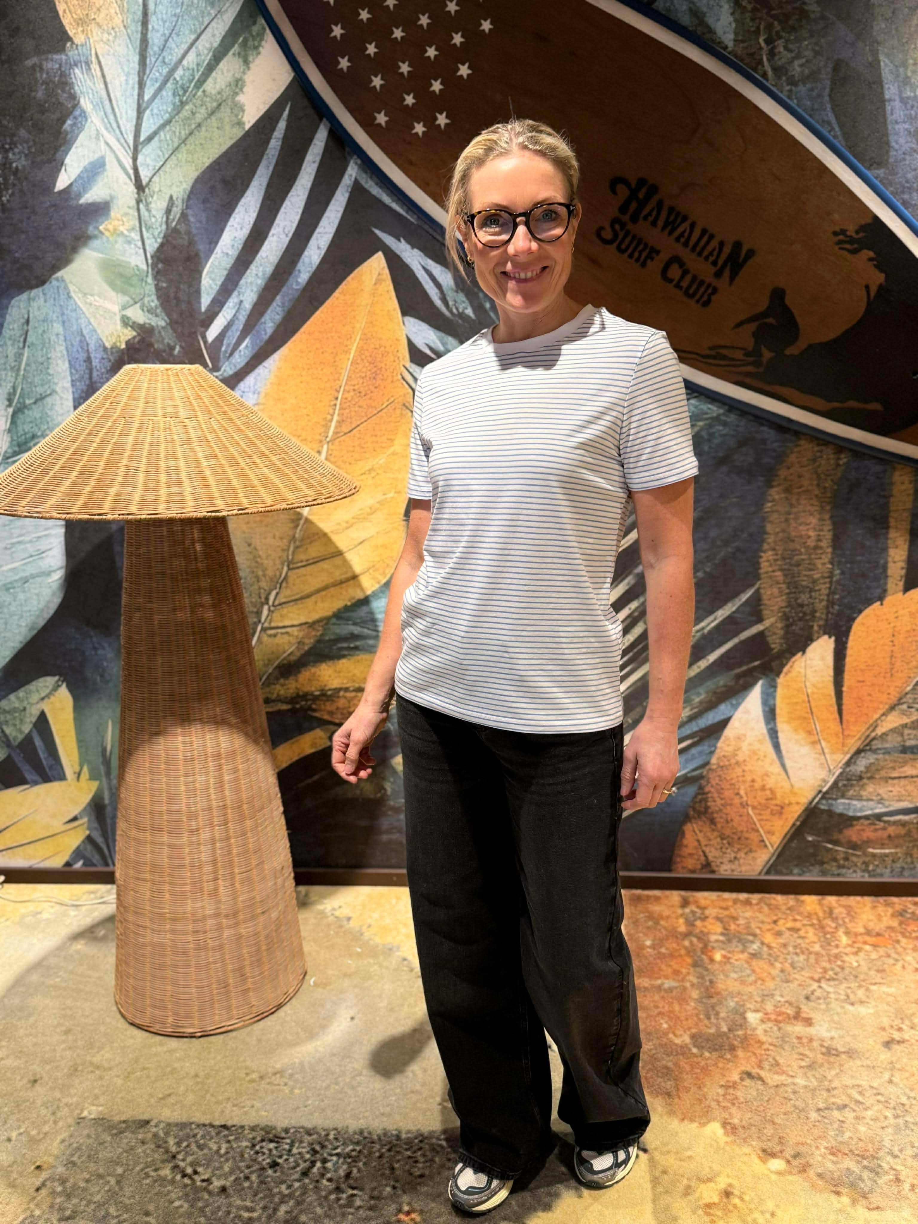 PCRIA T-Shirt - Bright White/lyseblå