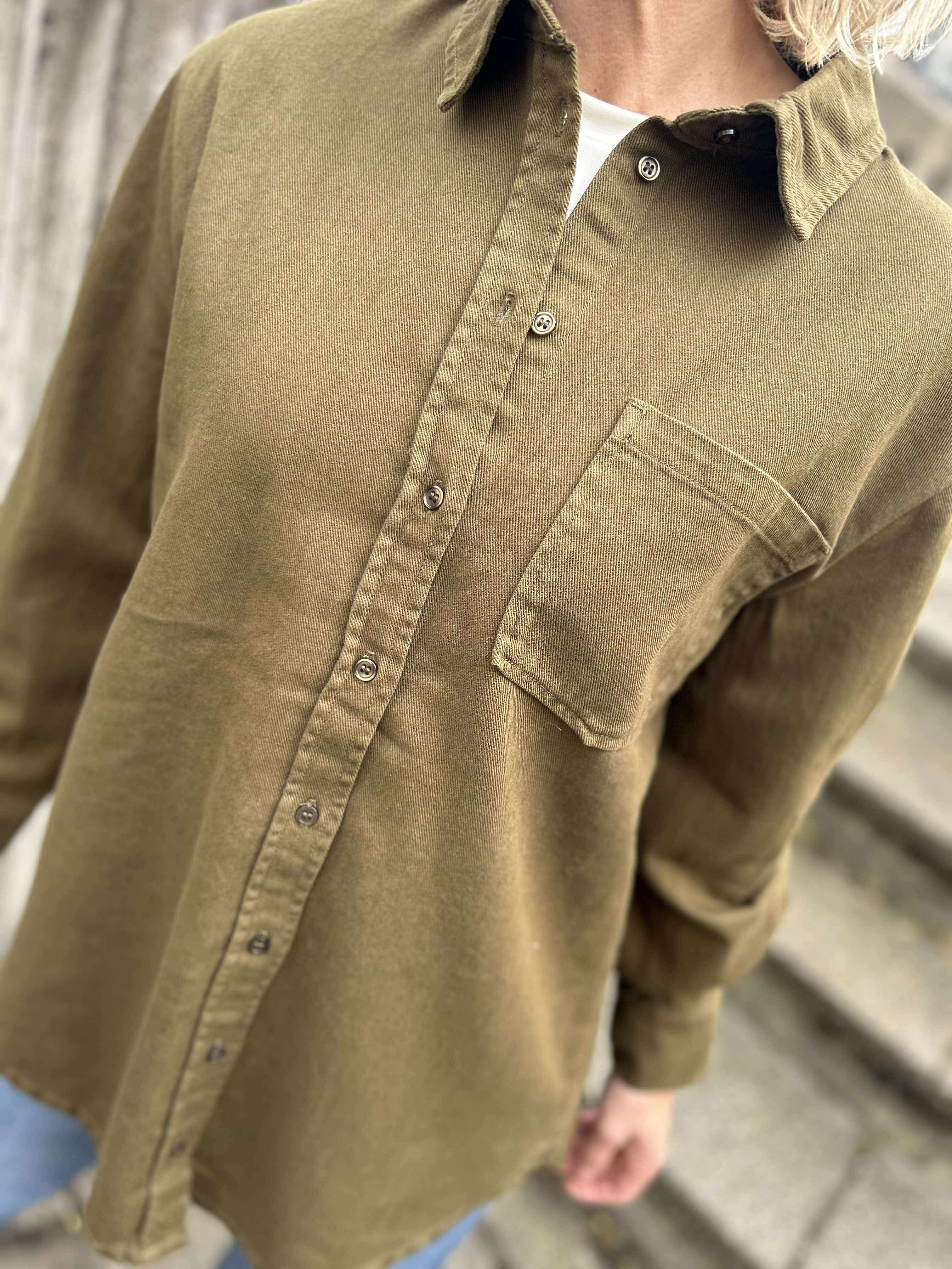 PCMAISIE Denim Shirt - Military Olive