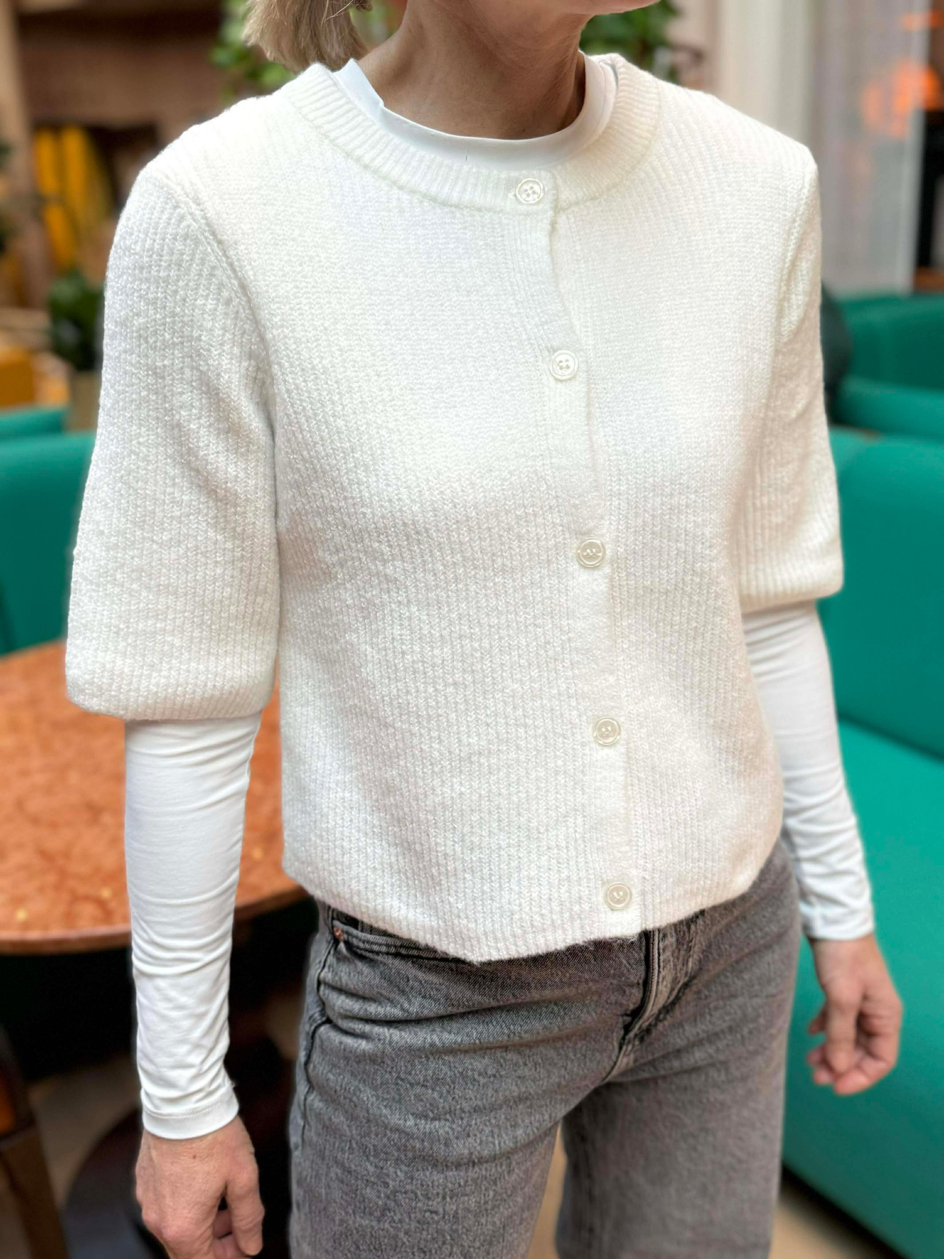 PCSILLY Knit Cardigan - Cloud Dancer