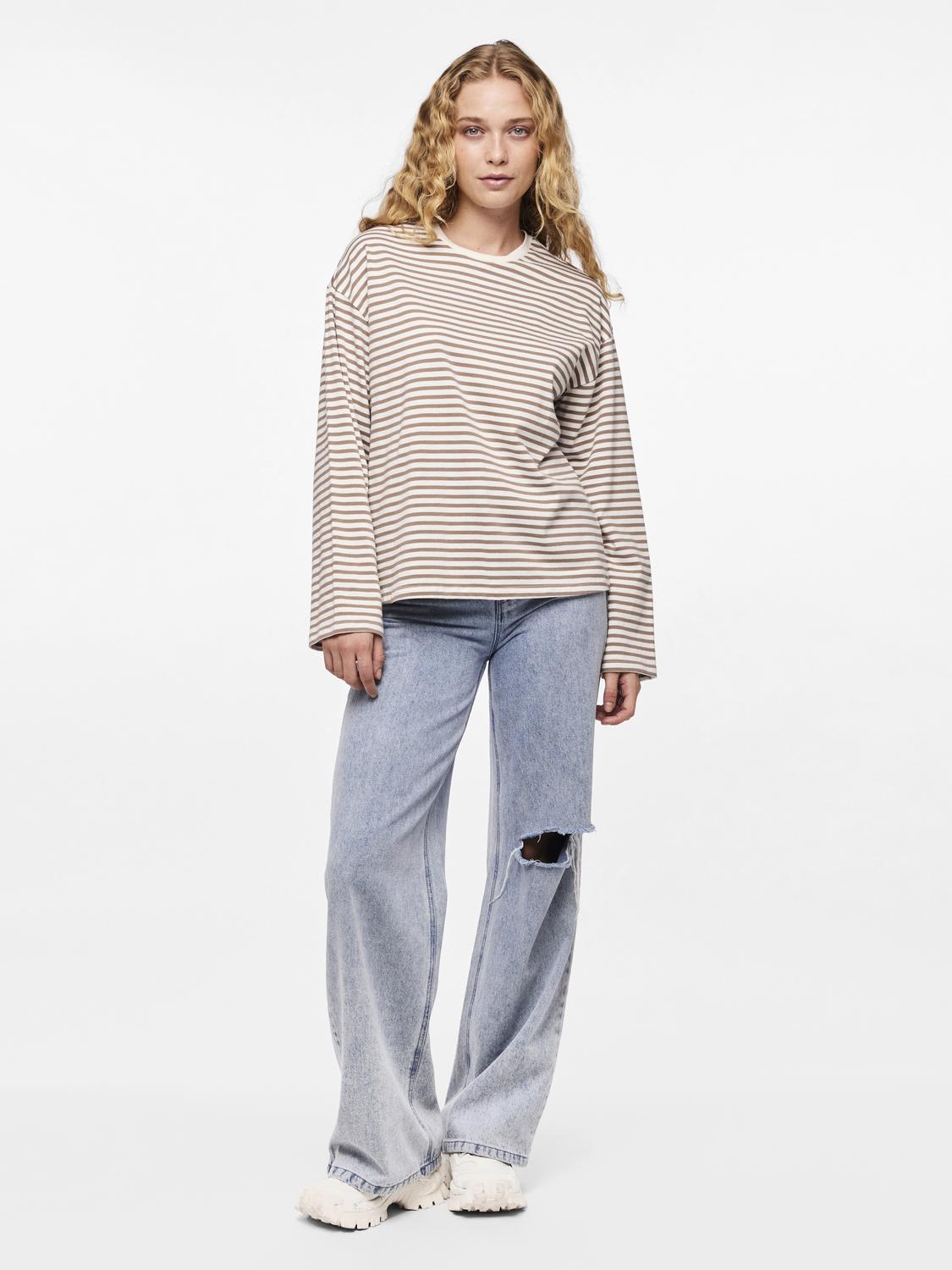 PCSADIE T-Shirt - Sand strib